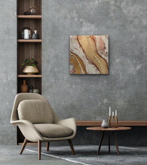 Peaceful moment 2 Rose & Gold Epoxy Painting